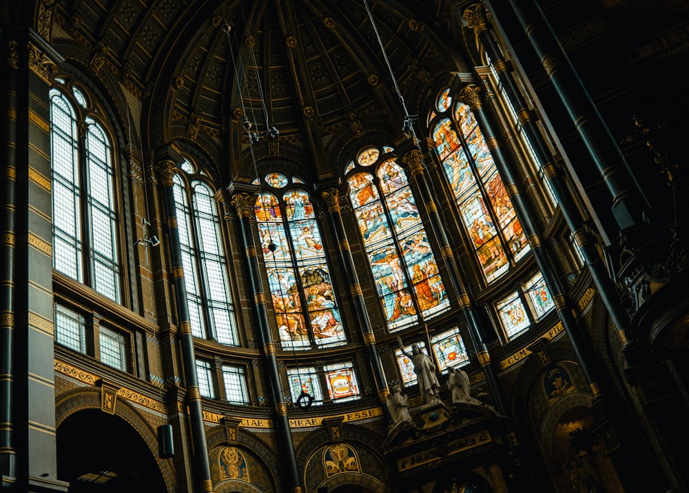 a large cathedral with stained glass windows in it