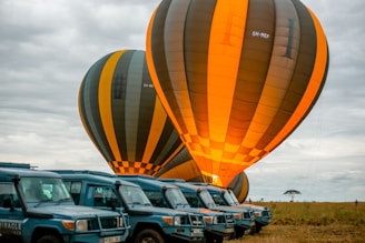 a bunch of hot air balloons in the sky