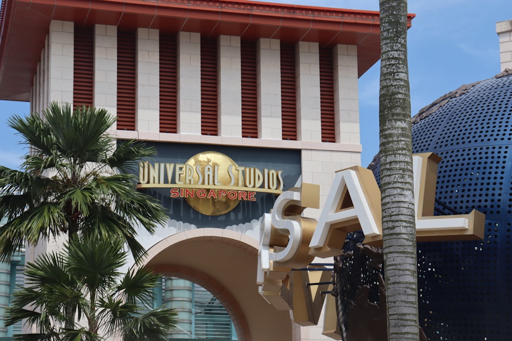 a building with a sign that says universal studios