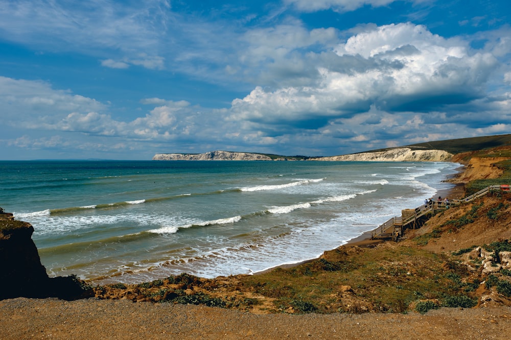 a view of the ocean from a cliff