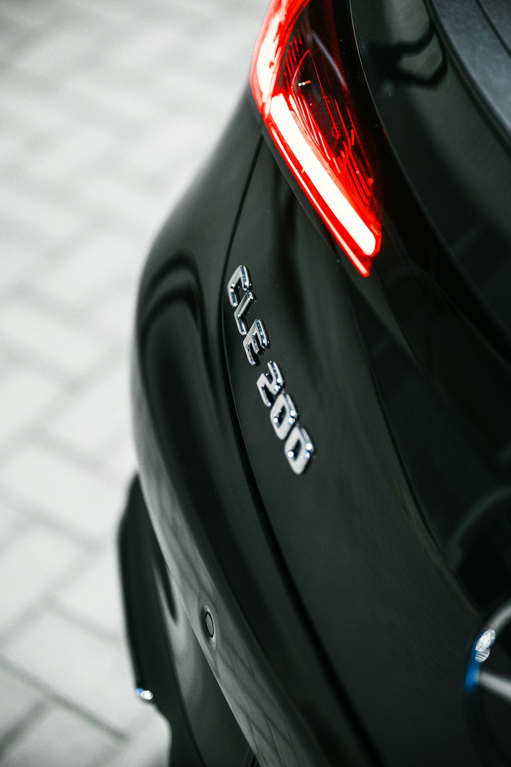 a close up of the tail light of a car