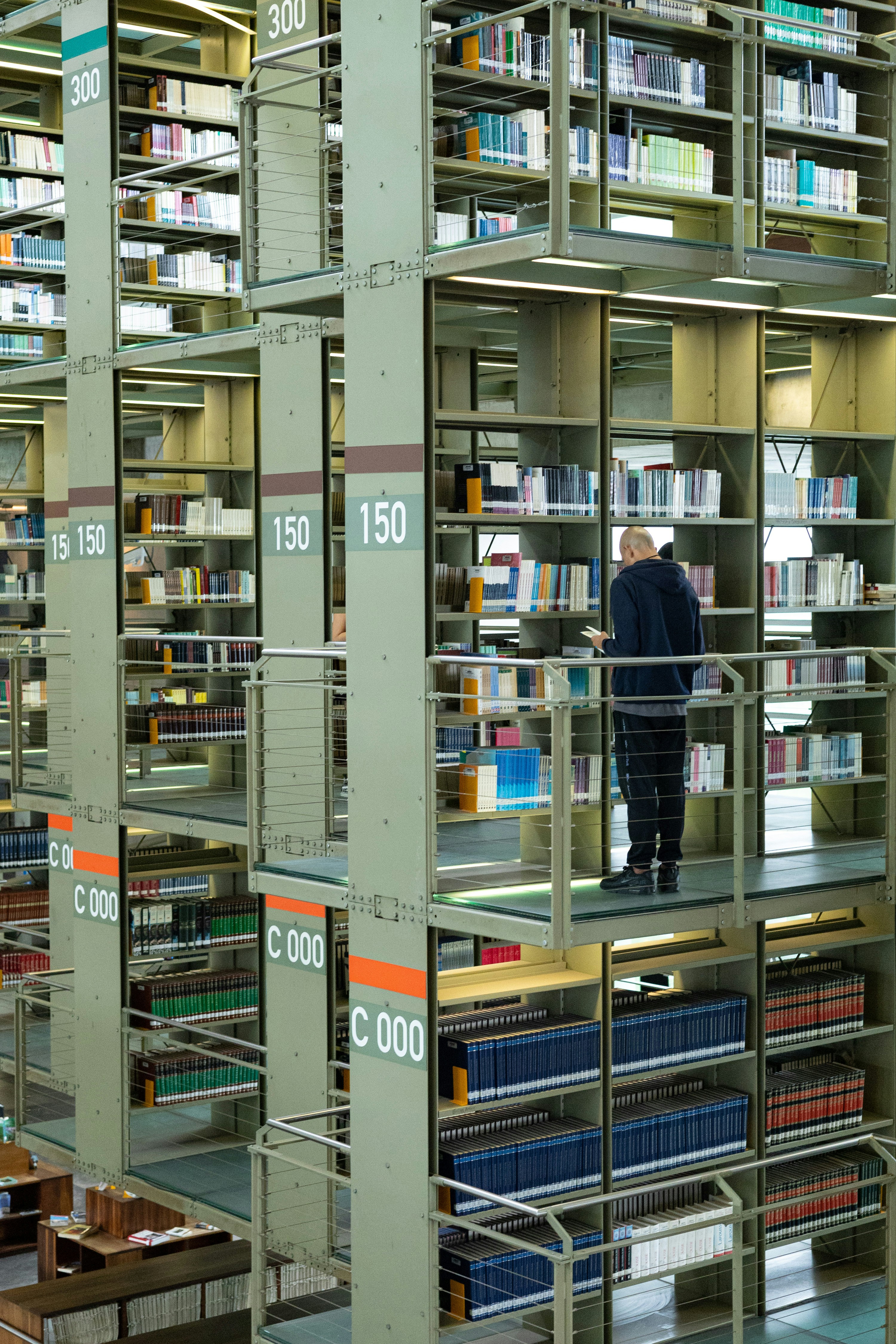 A man standing in a library filled with lots of books photo – Free Book ...