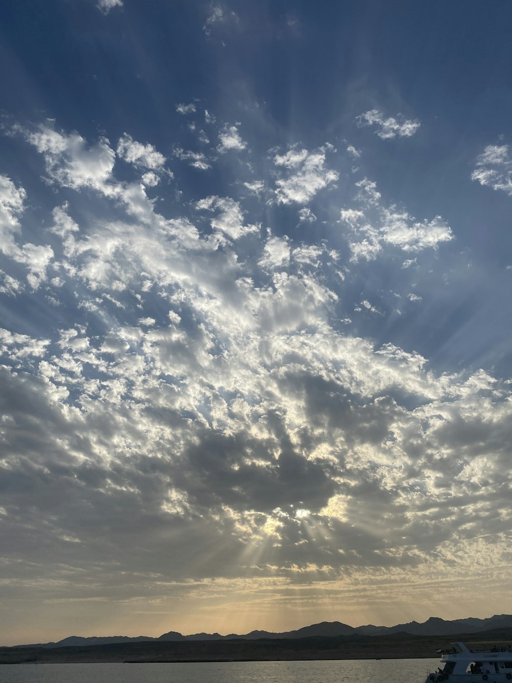 a large body of water under a cloudy sky