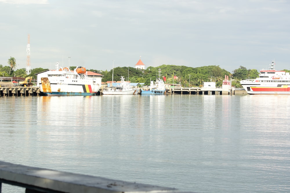 a couple of boats that are sitting in the water