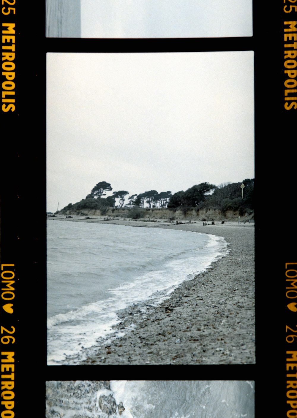 a view of a beach from a window