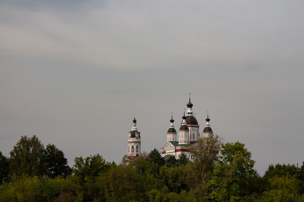 a large building with two towers on top of a hill