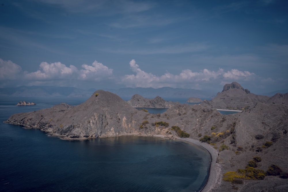 a large body of water surrounded by mountains