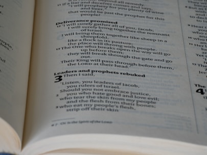 a close up of an open book with text