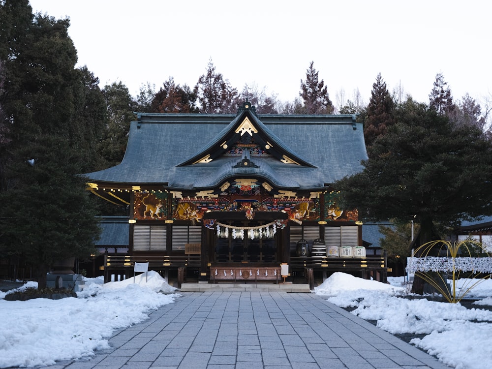 a building that has a lot of snow on it