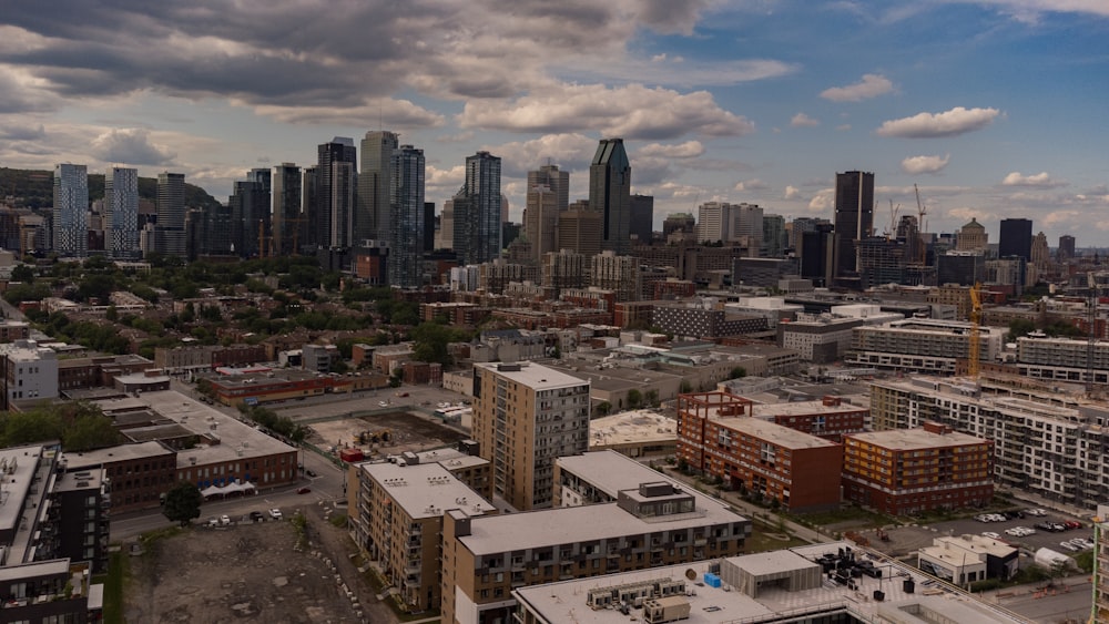 a view of a large city with tall buildings