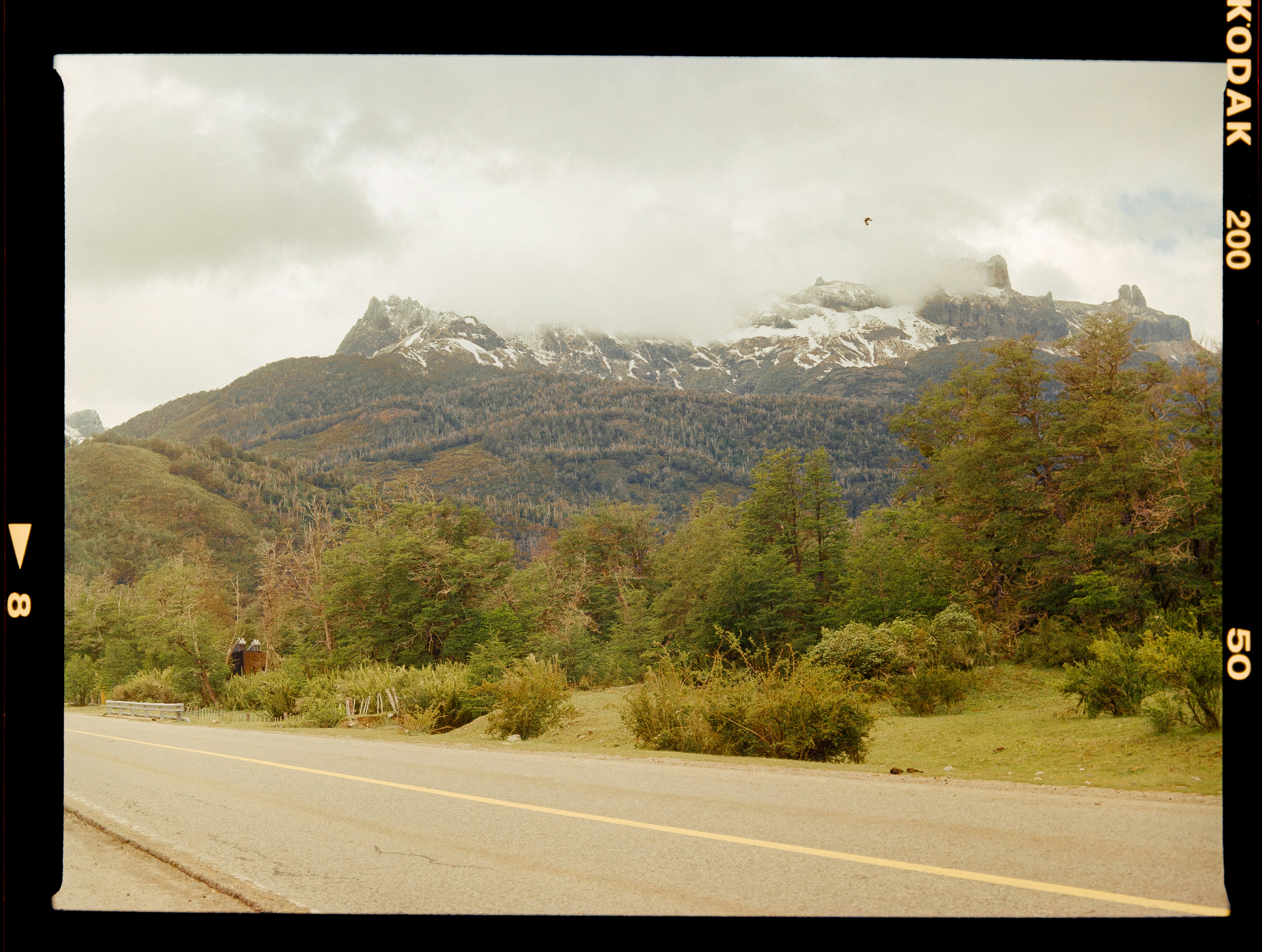 a road with a mountain in the background