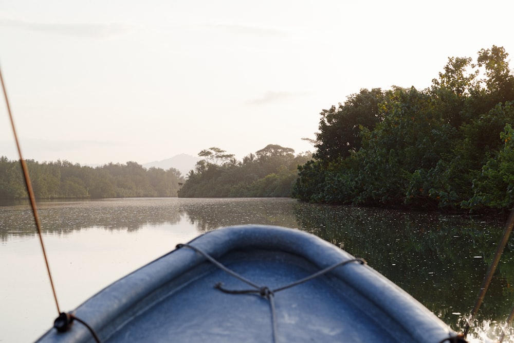 a view of the water from the front of a boat