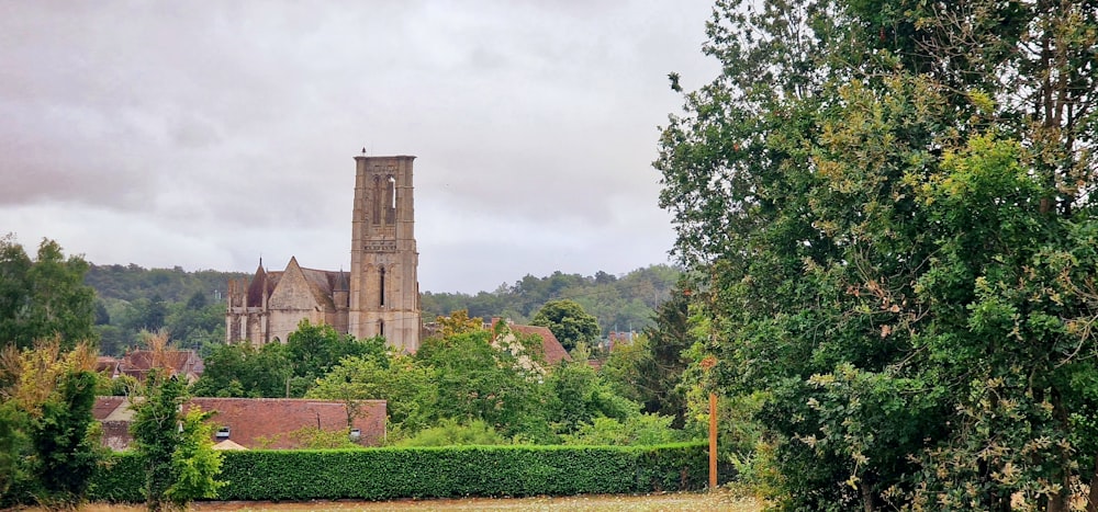 a view of a church from a distance