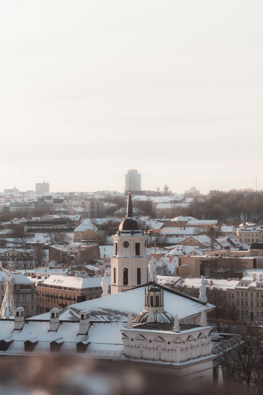 a view of a city with a lot of snow on it