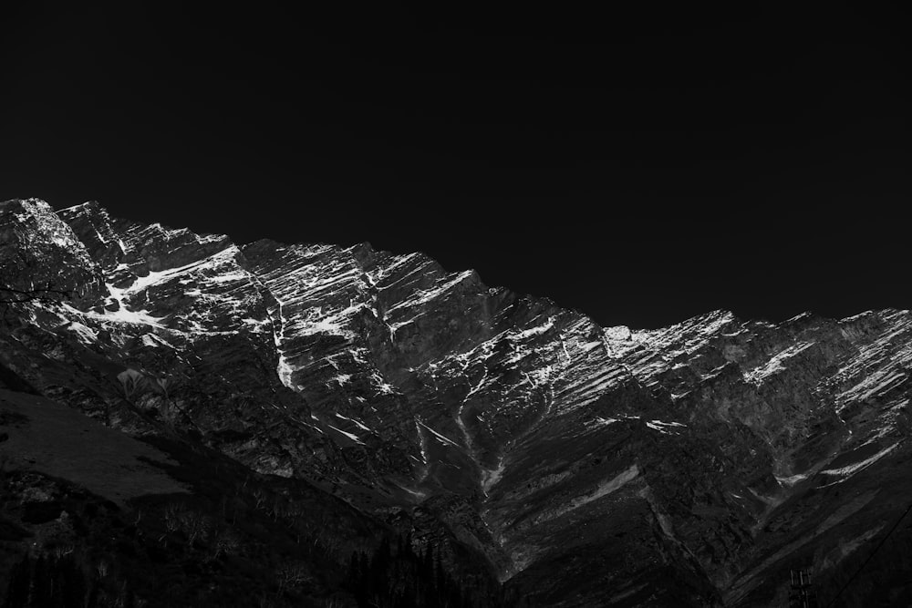 a black and white photo of the top of a mountain