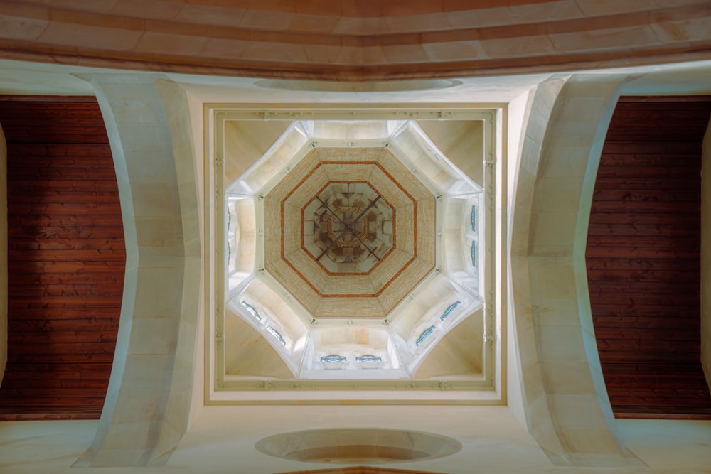 a view of a ceiling in a building