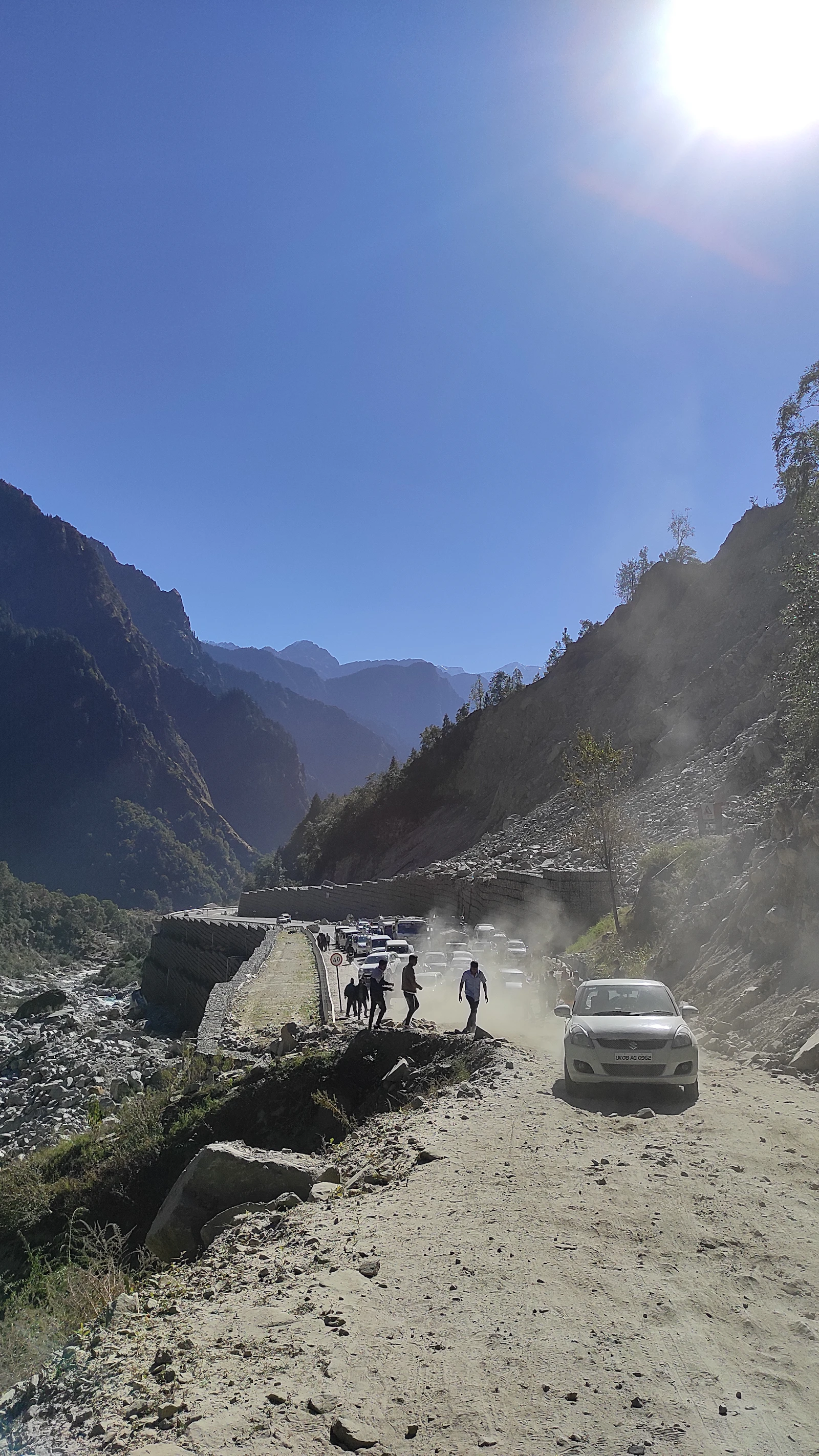 Travellers on a Himalayan road