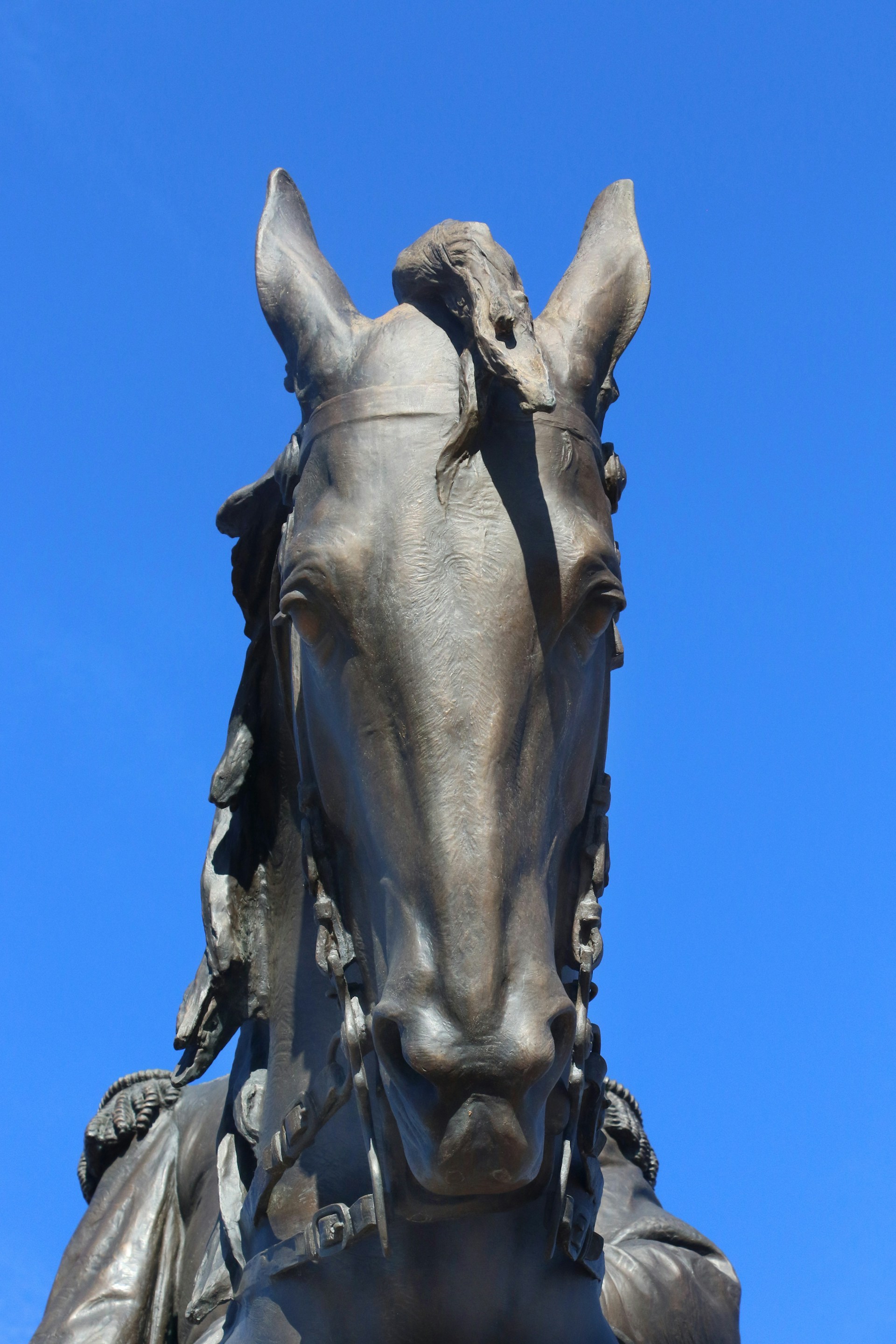 a close up of a statue of a horse