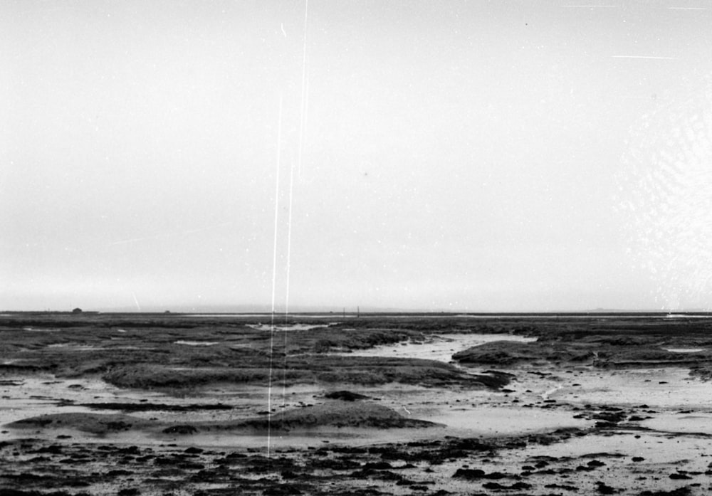 a black and white photo of a beach