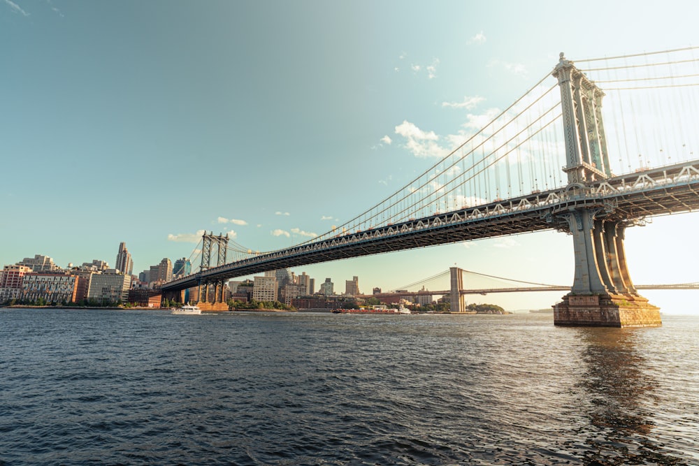 a large bridge spanning over a large body of water