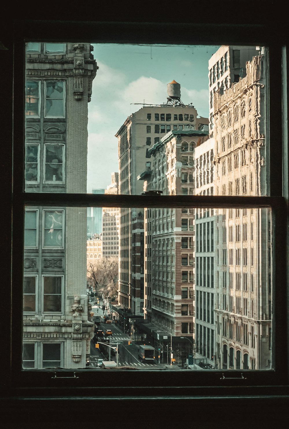 a view of a city from a window