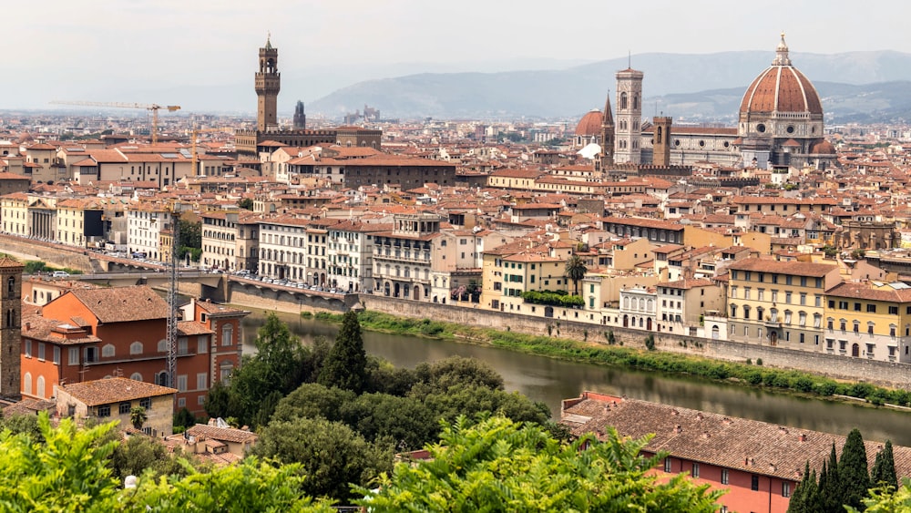 a view of a city with a river running through it