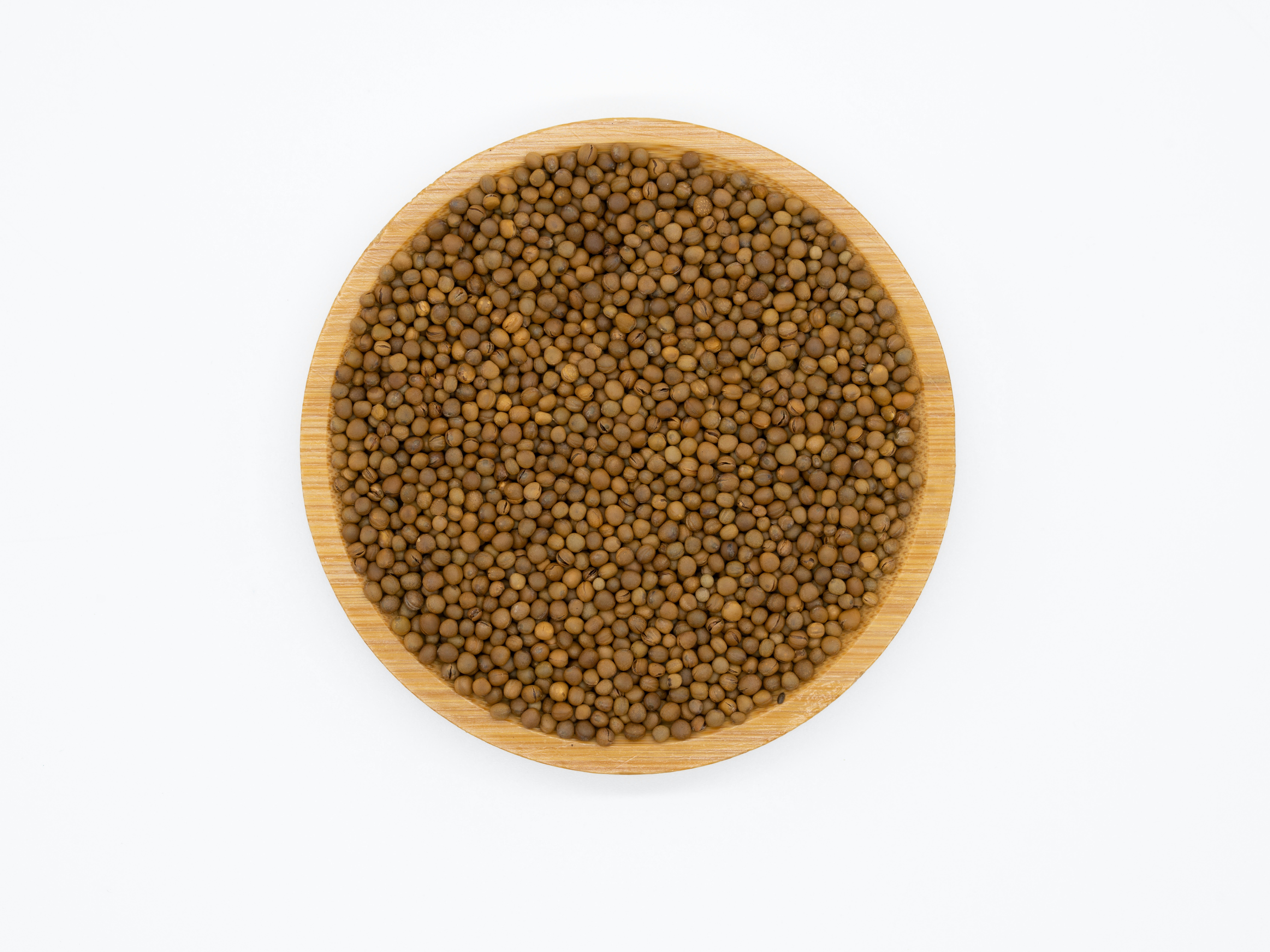 Bright red lentils in a wooden bowl on warm terracotta surface