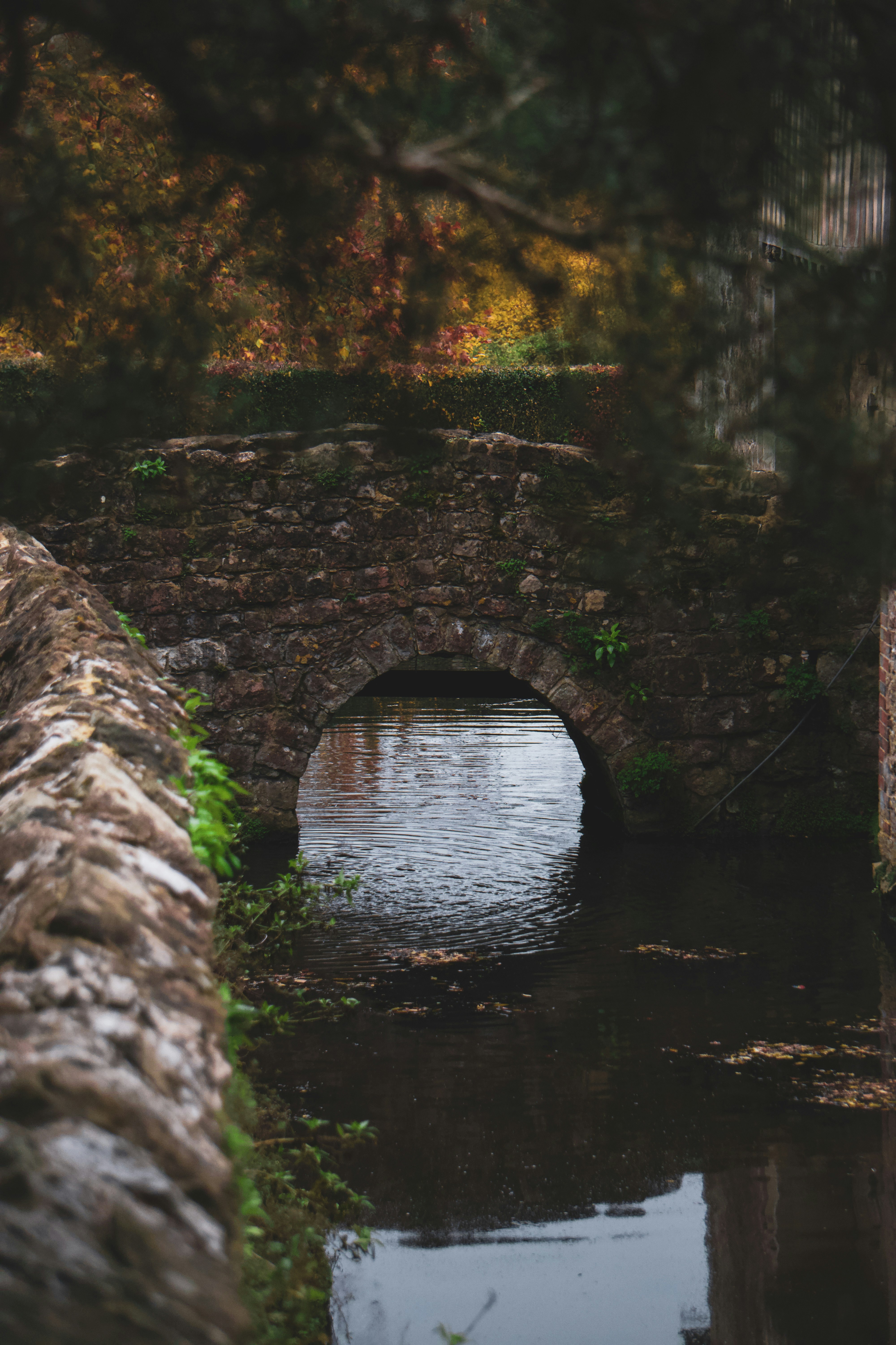 Long shot of bridge in Ightham Mote, national trust