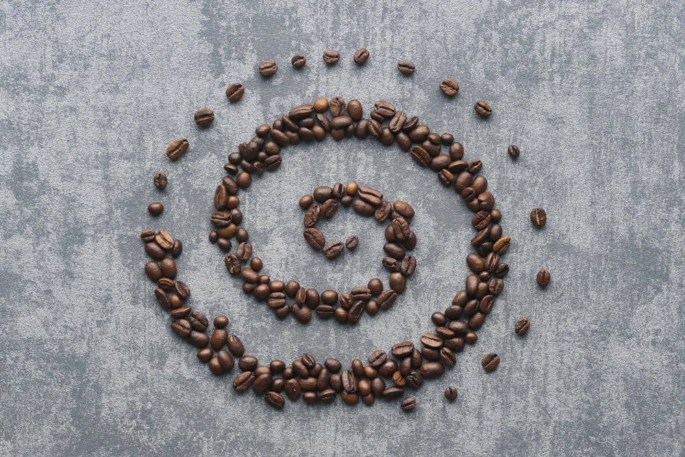 a spiral made out of coffee beans