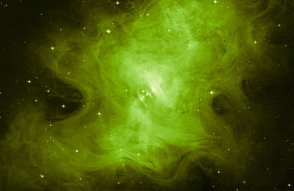 uno spazio verde molto luminoso pieno di stelle