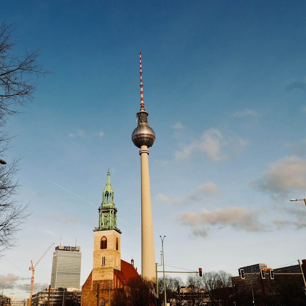 a tall tower with a clock on top of it