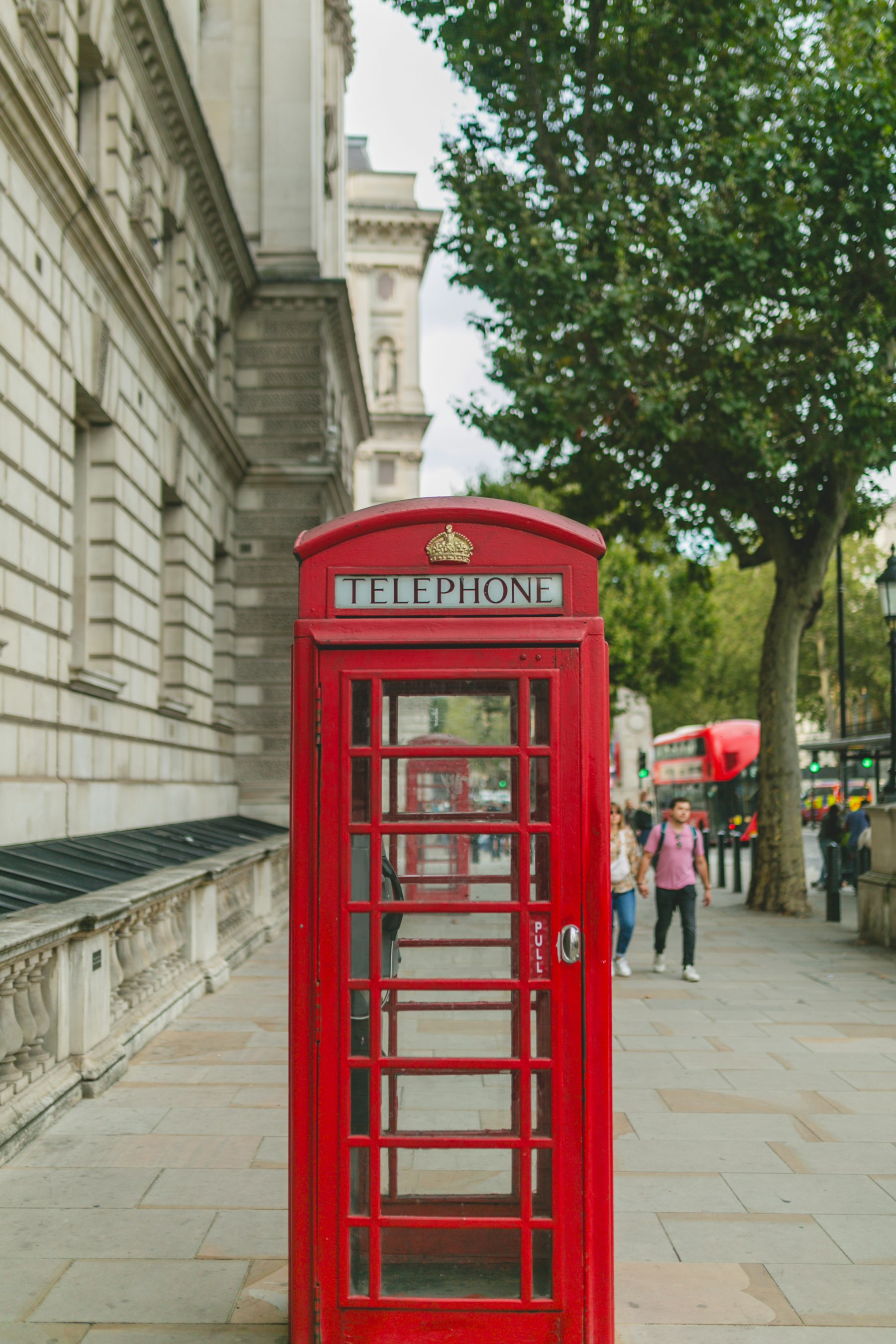 Red telephone box in London