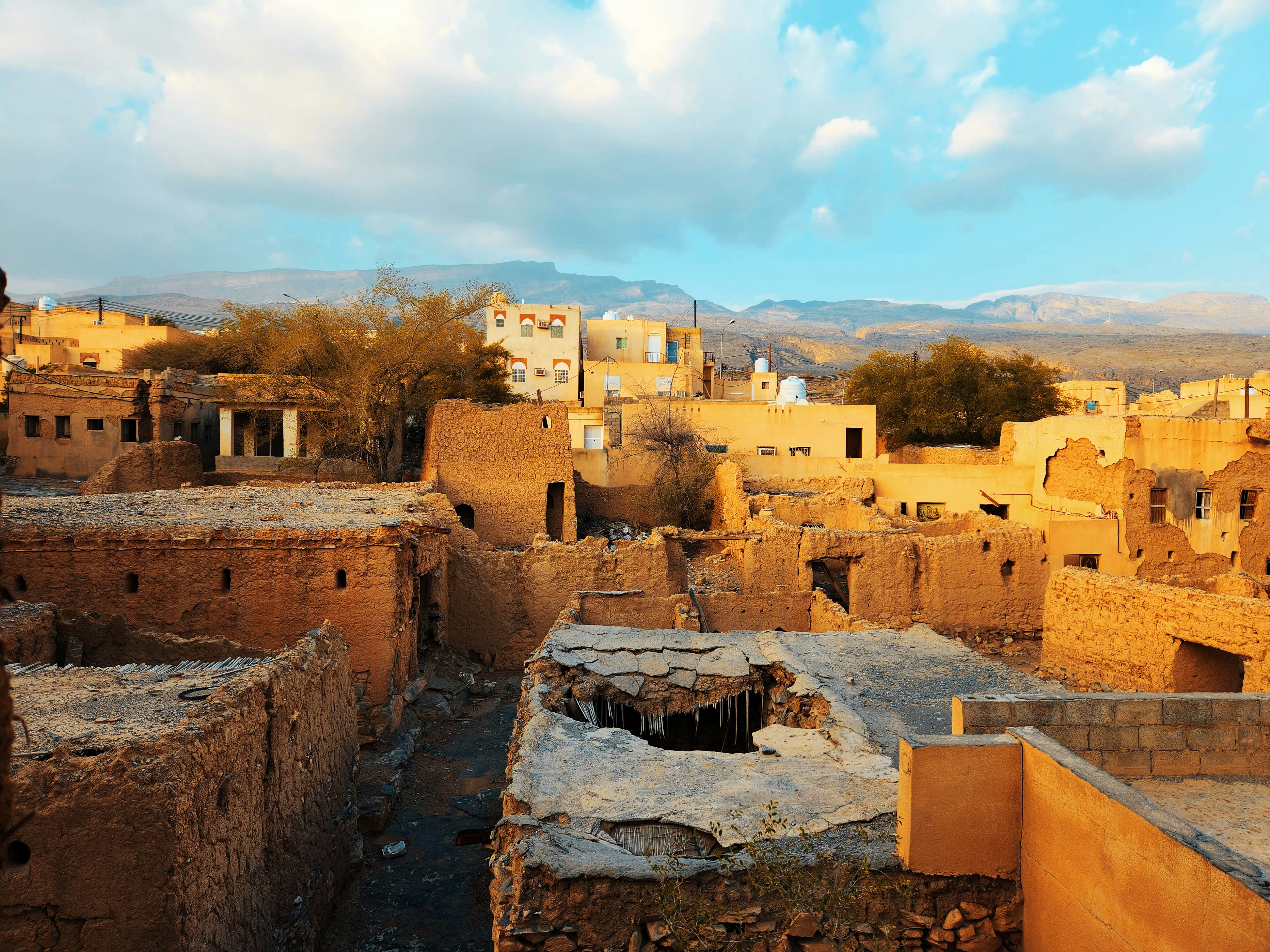 a view of a village in the desert