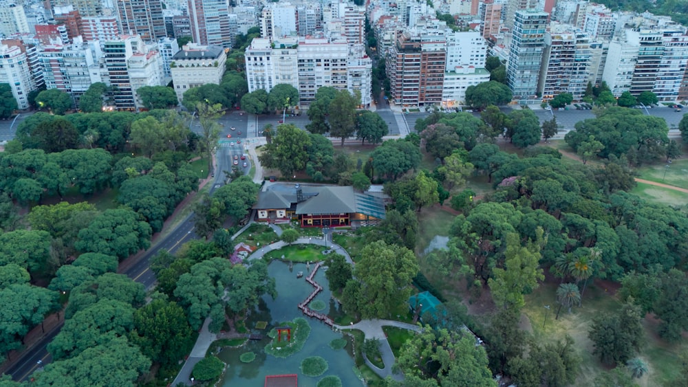 a bird's eye view of a park in a city