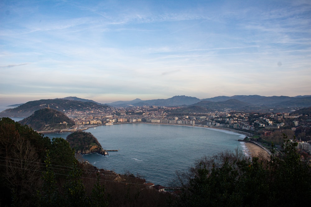 a large body of water surrounded by mountains