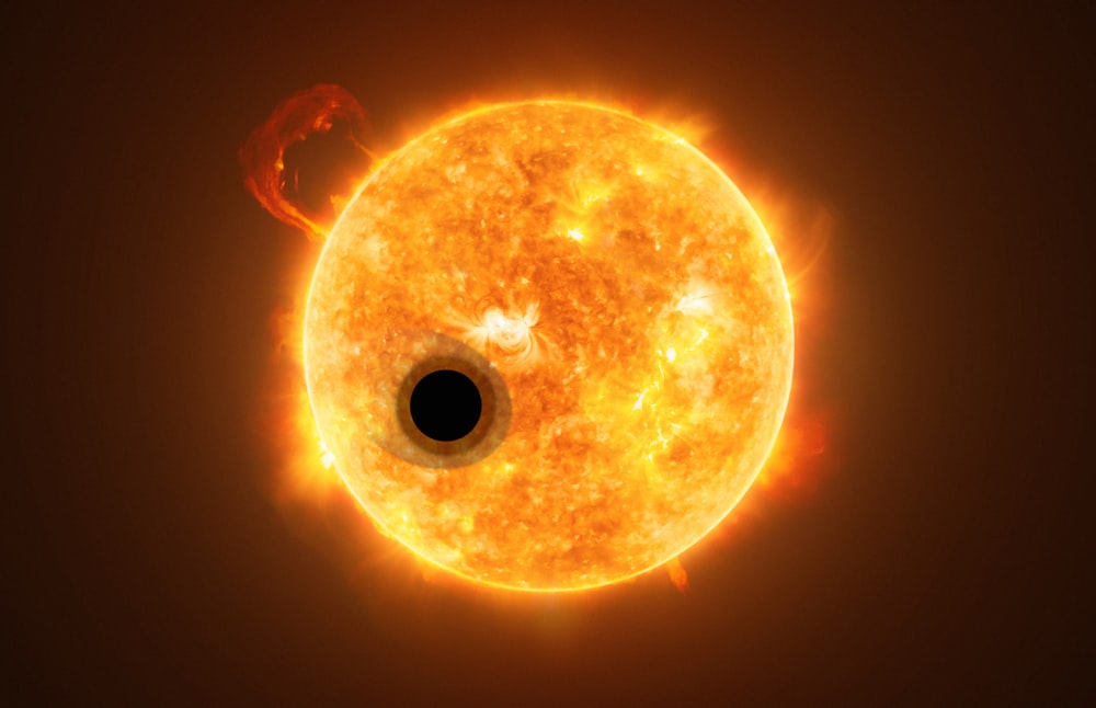 a black hole in the center of a sun