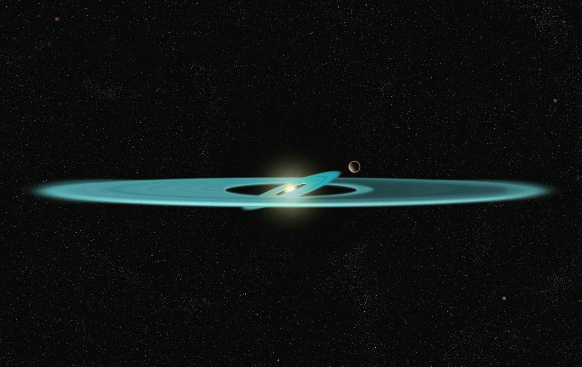 a black hole with a blue ring around it