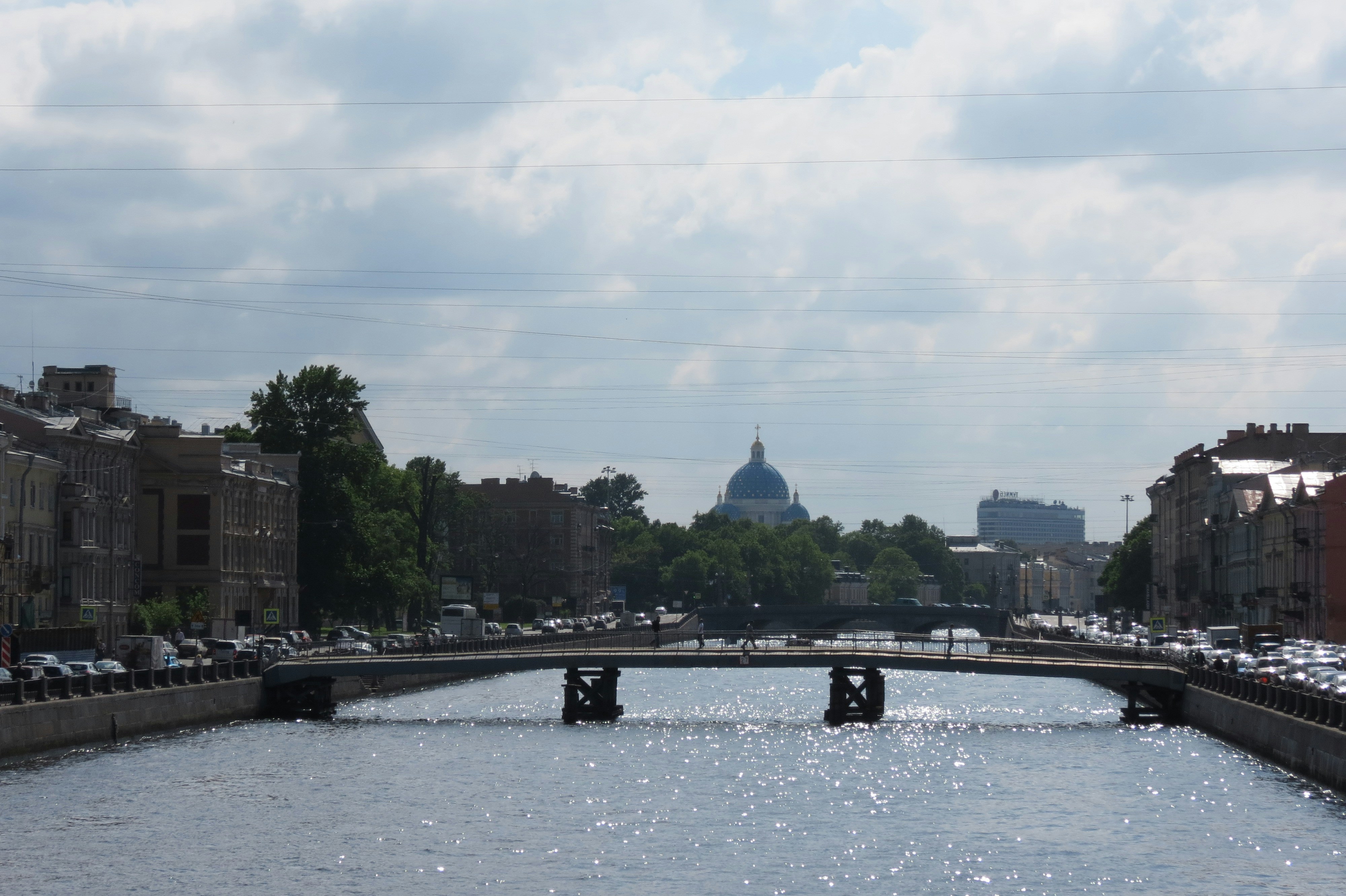 a bridge over a body of water in a city