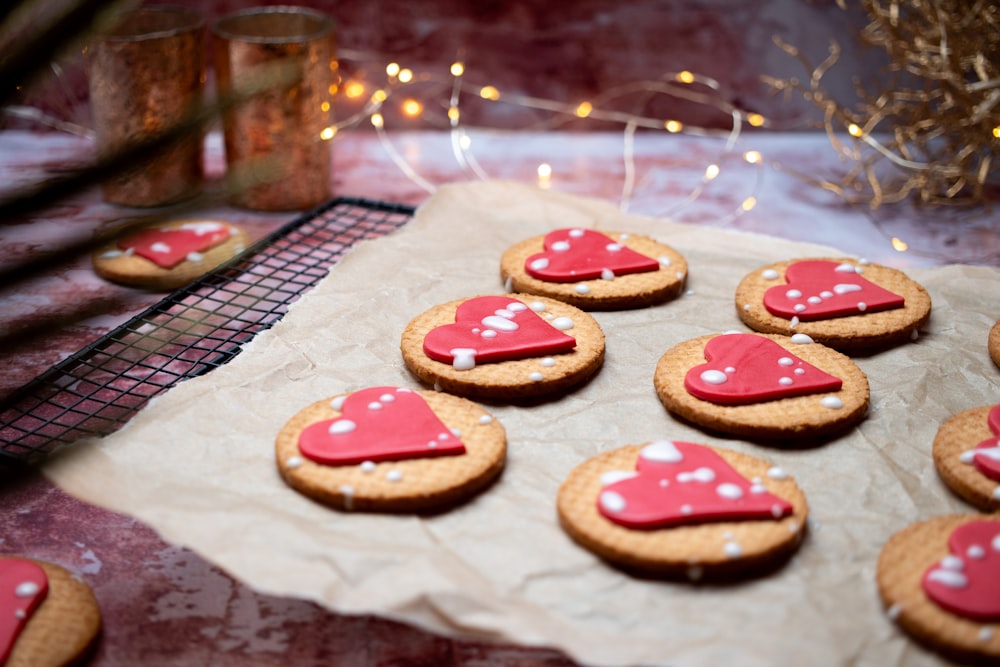 a bunch of cookies that are on a table