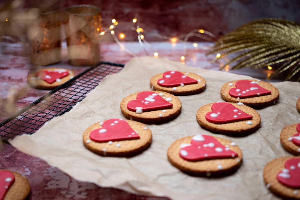 a bunch of cookies that are on a table