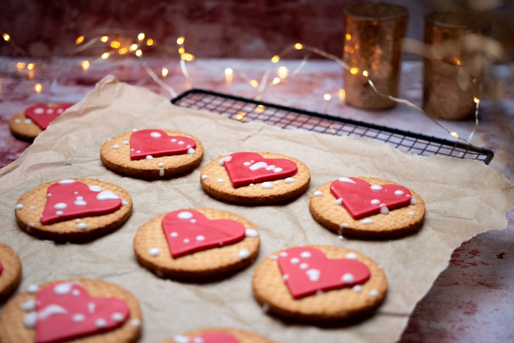 a bunch of cookies that are on a table