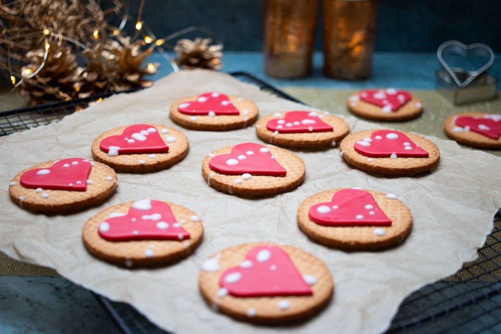 a bunch of cookies that are on a table