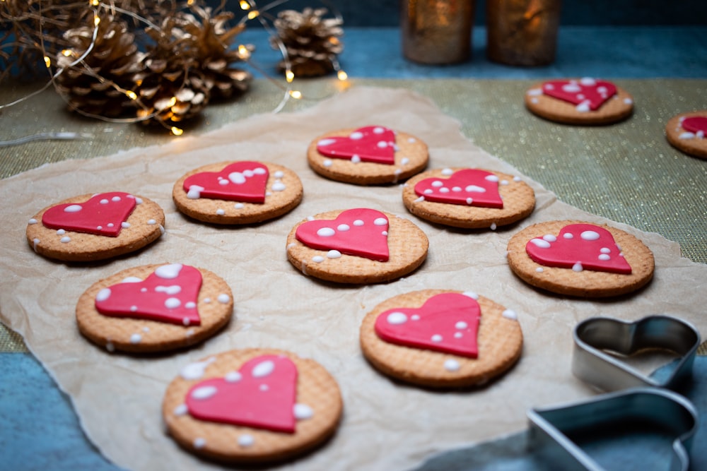 a bunch of cookies that are on a table