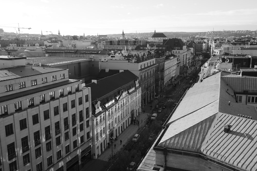 a black and white photo of a city