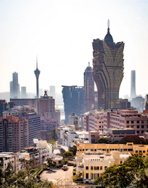 a view of a city with tall buildings