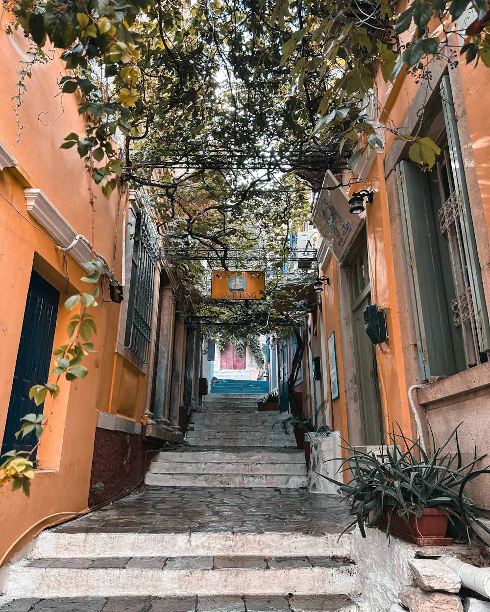 a set of stairs leading up to a building