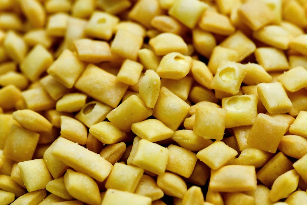 a close up of a pile of chopped food