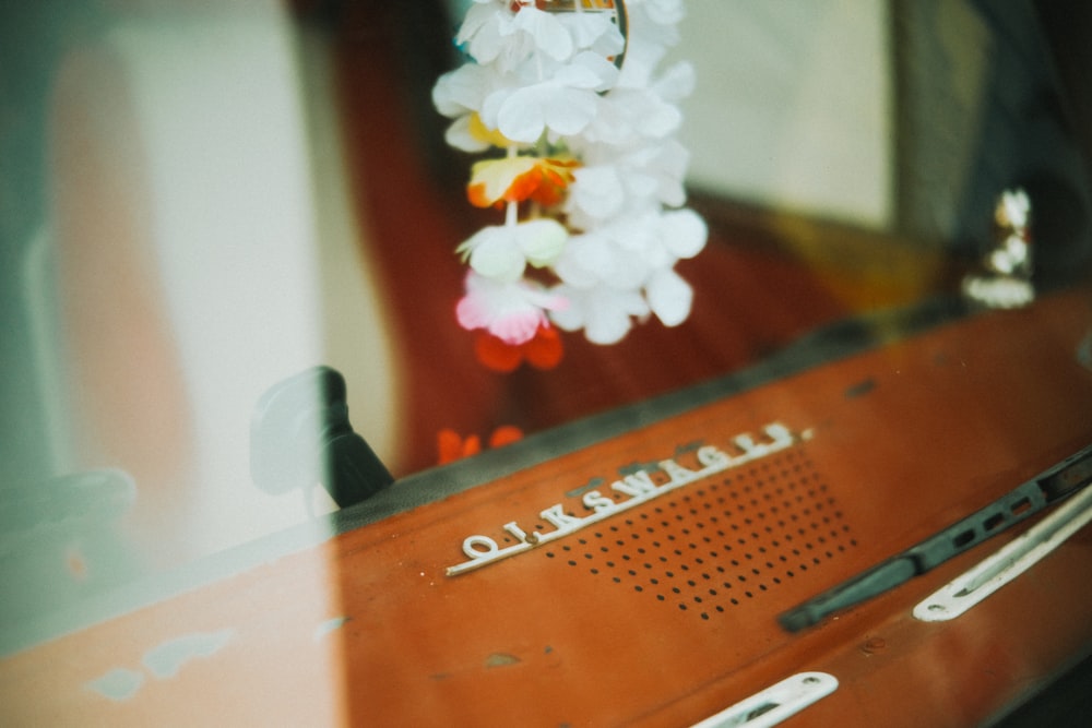 a close up of a radio on a table