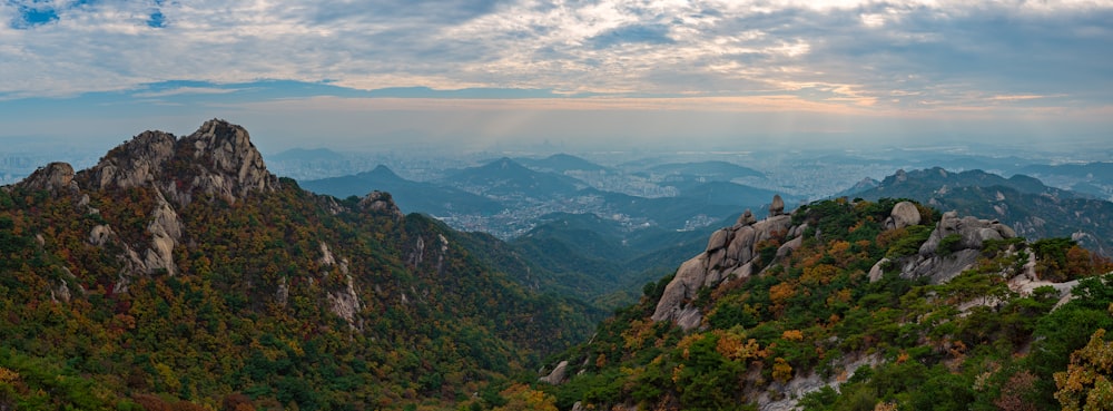 a view of the mountains from the top of a mountain