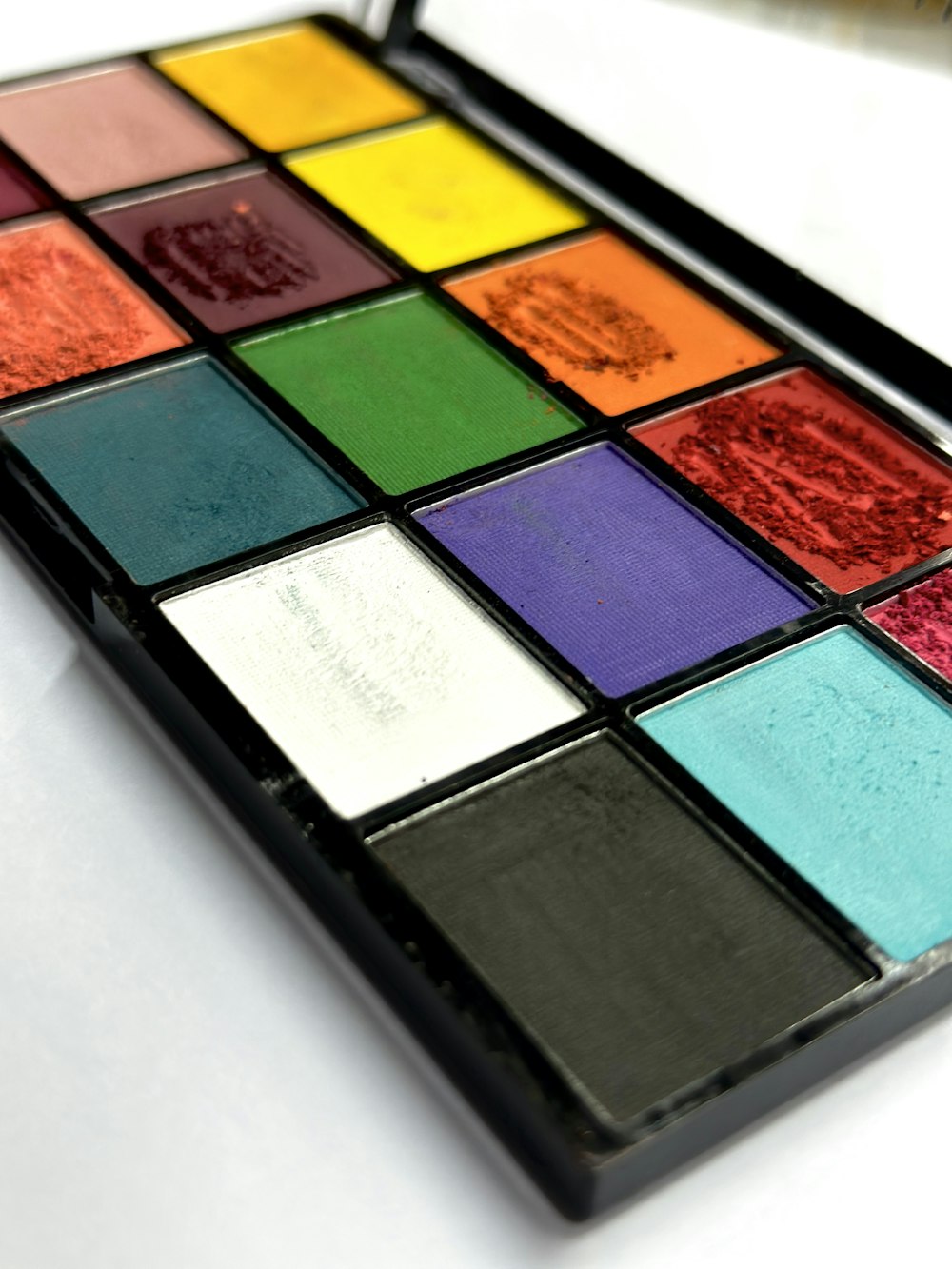 a close up of a multi colored palette